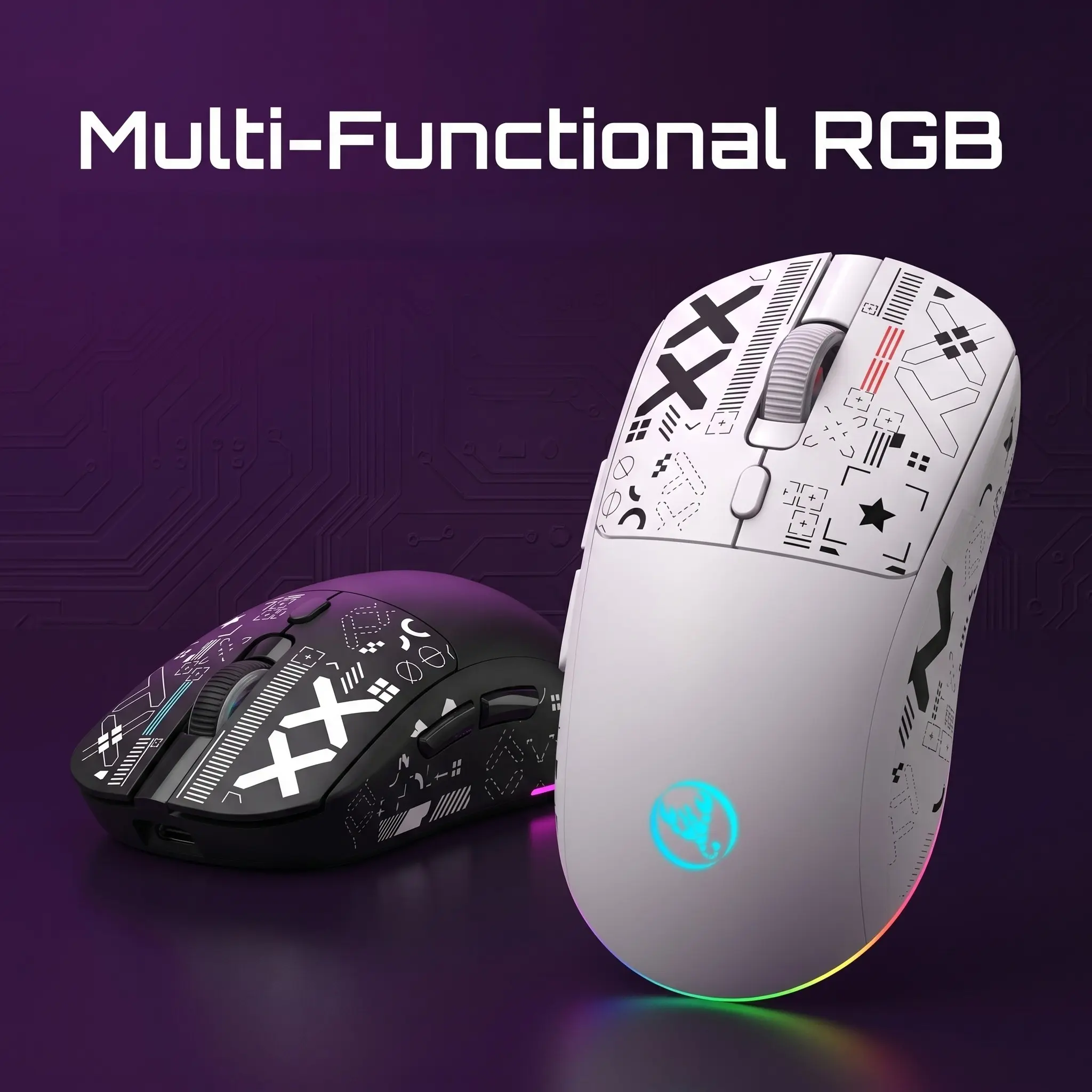 New Wireless Gaming Mouse Tri-Mode 2.4GHz, BT, USB-C, Optical RGB Lighting, USB Plug Play, Ergonomic, Compatible for PC, Laptop, Office, Home, Gamer