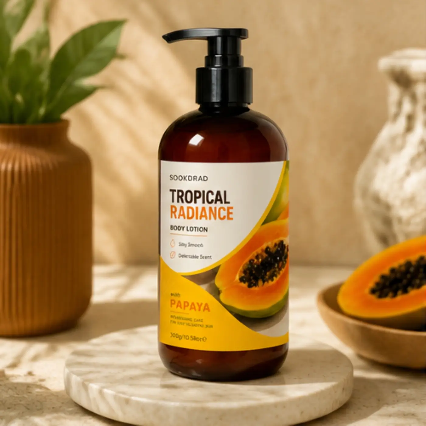 Tropical Radiance Body Lotion, with papaya, silky smooth, delectable scent, nourishing care, soft glowing skin, body, 300g/10.58oz