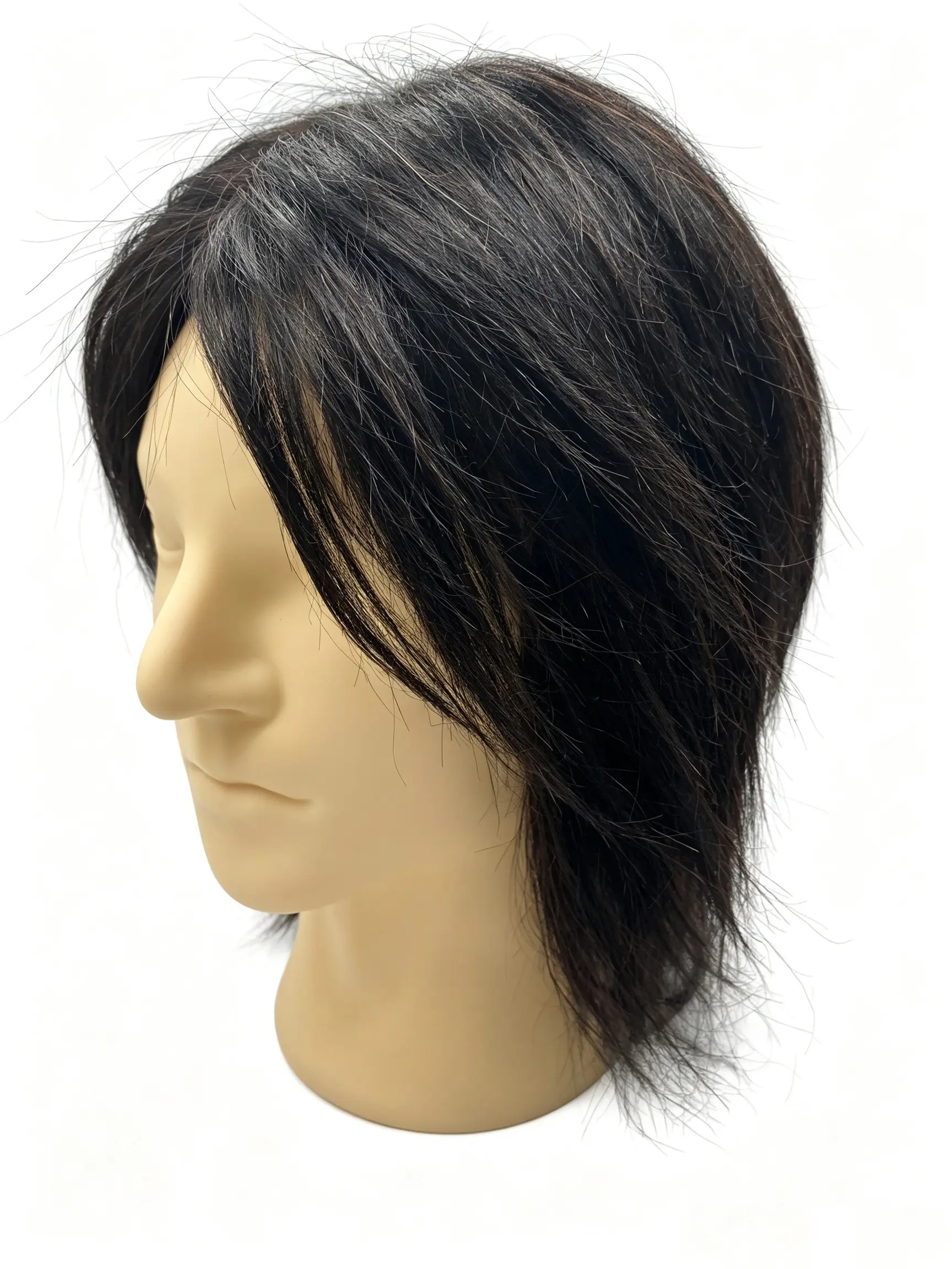 Male 100% Human Hair Mannequin Head, Wig Making & Styling Practice Tool, Real Human Hair Training Manikin Head For Hair Cutting, Layering, Wig Salon Training