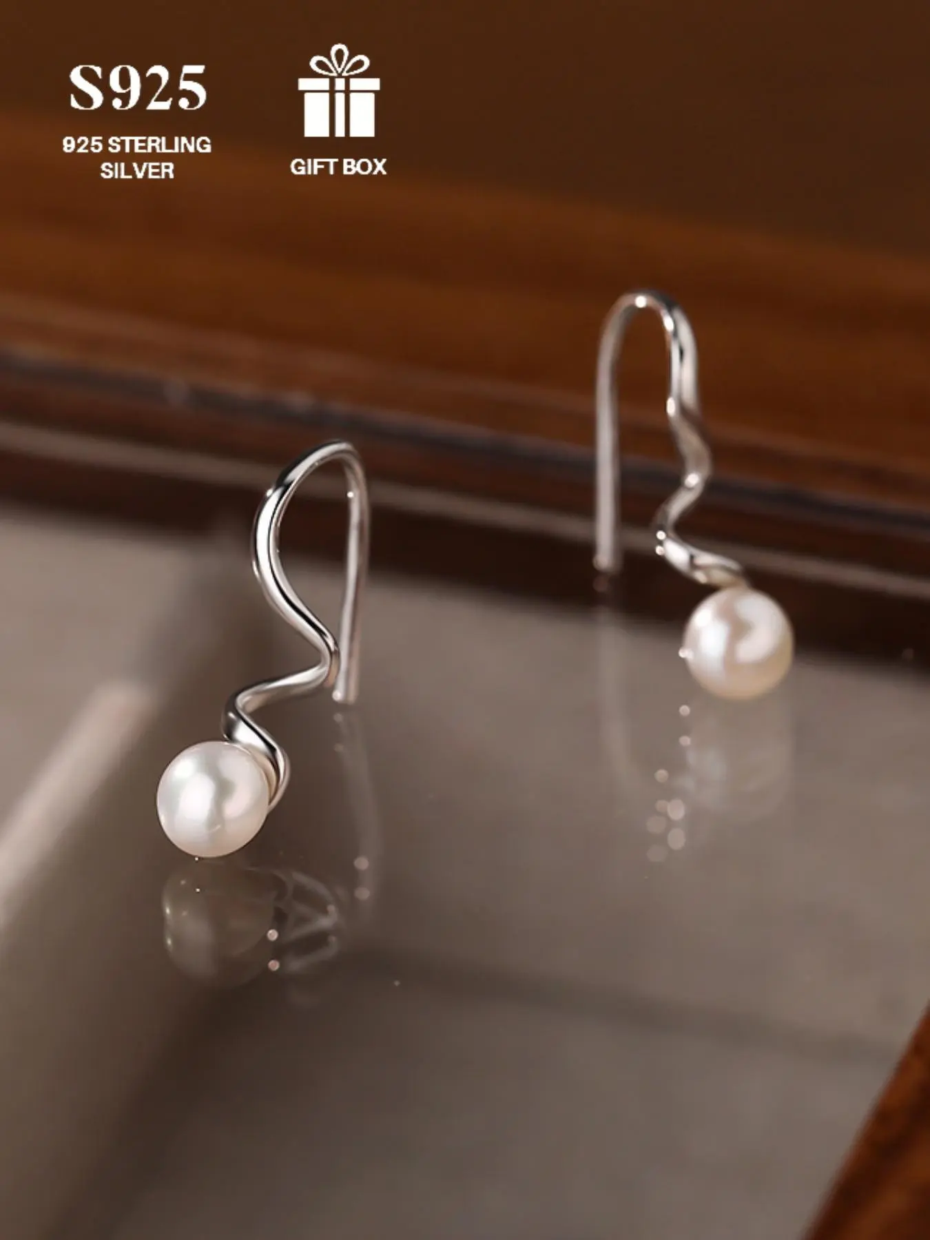 Luxury Freshwater Pearl Spiral Earrings, S925 Sterling Silver, Elegant and Simple Design, Perfect for Daily Wear and Formal Events