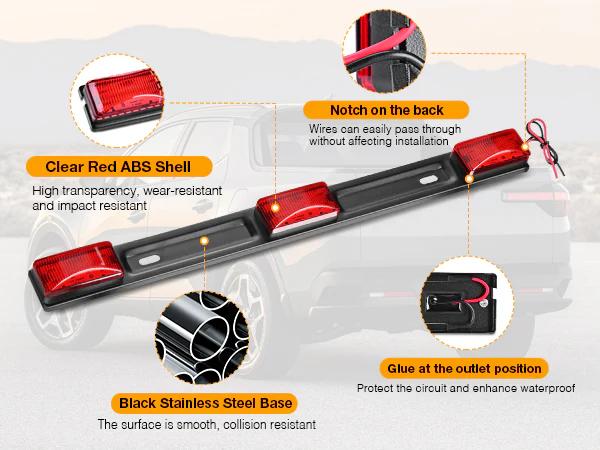 Nilight 14 Inch 9 LEDs Red Trailer Light ID Bar Nilight 14 Inch 9 LEDs Red Trailer Light ID Bar