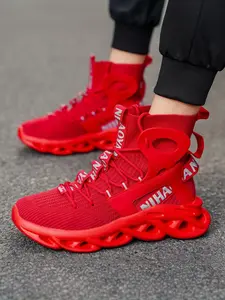 Fashion High-Top Sports Shoes for Men, Casual Outdoor Lace-Up Sneakers, Comfortable Running Shoes, Stylish Athletic Footwear