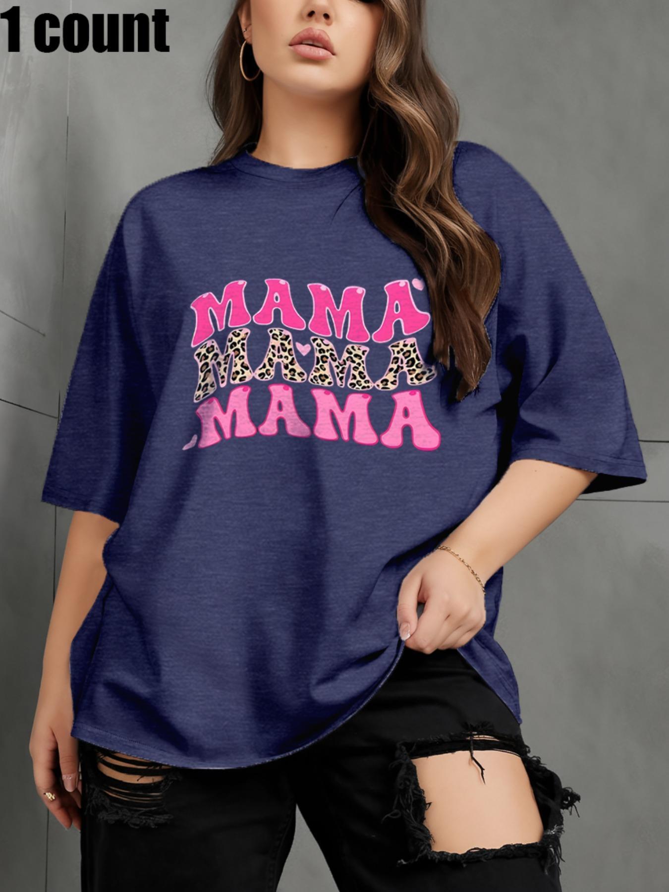 [Plus Size] Letter Print Round Neck Tee, Casual Baggy Short Sleeve Crew Neck T-shirt for Daily Wear, Womenswear for All Seasons