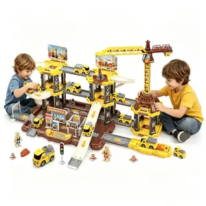 107-Piece Track Engineering Car Parking Toy Set, Kids Garage Birthday Gift, Preschool Vehicle Game Kit, Suitable for Ages 3+