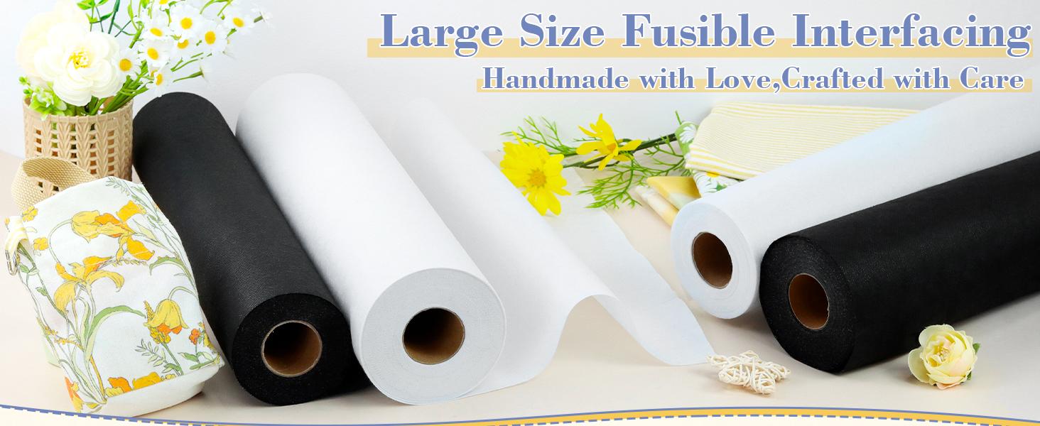 Fusible Interfacing for Sewing,17in x 30yd Medium Weight Iron on Non-Woven Interfacing,White Single-Sided Sew-in Interfacing for and Clothing