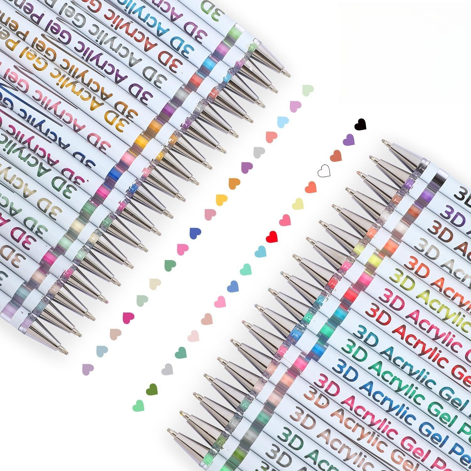 3D Acrylic Gel Pen, 1 Box Quick-drying Ink Gel Pen, Graffiti Painting Set, Marker Pen for Greeting Cards, Fill in Colors, Outline, Acrylic Markers