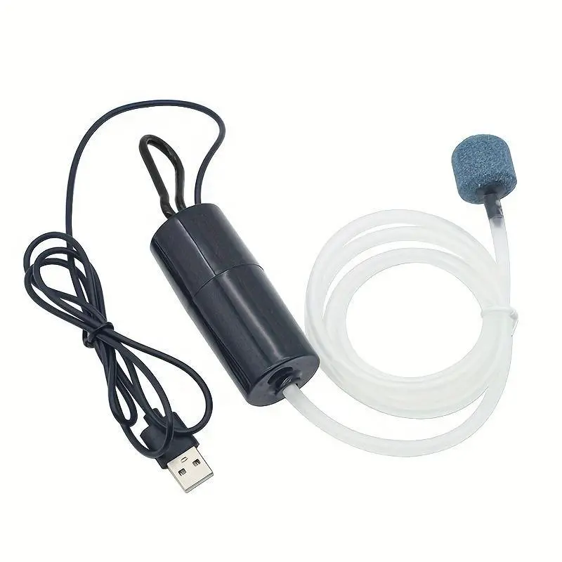 Portable USB Aquarium Air Pump - Silent Mini Oxygen Machine with Airstone, Energy Saving Fish Tank Aerator, 5V 1W, Available in Black/White/Green/Pink, Fish Tank Air Pump