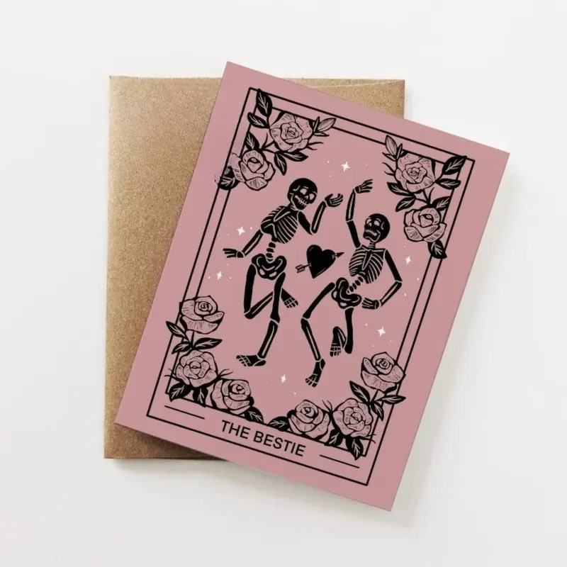 2pc+2envelope Cute Spooky Skeleton Card
