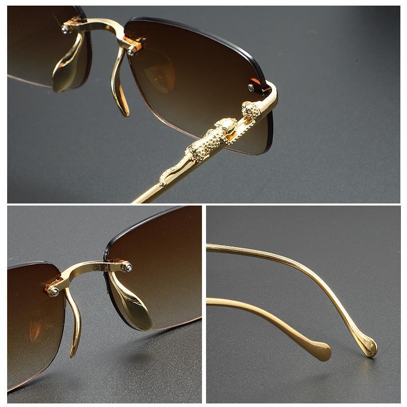 2026 New Trend Retro Rimless Square Sunglasses for Women Men Metal Temple Rectangle Frameless Eyewear Shades