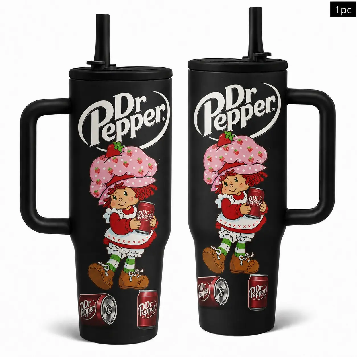 1PC 40oz Strawberry Girl Soda Can Pattern Insulated Tumbler with Handle & Straw, Leak-Proof Lid, Double Wall Vacuum Stainless Steel Travel Mug, Hot 12H Cold 24H, Large Capacity Cup for Men and Women, Birthday Gift