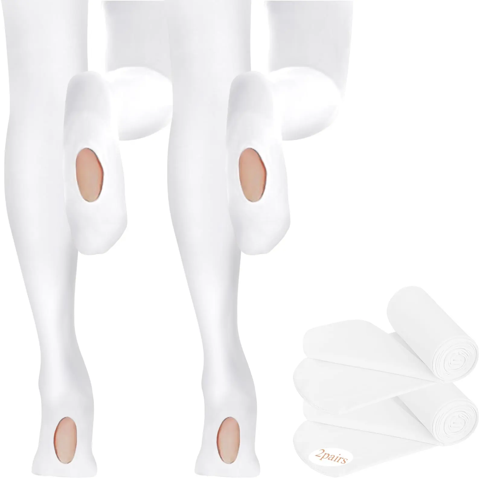 Girls' Tights with Foot Opening for Dance Activities and Year-Round Wear