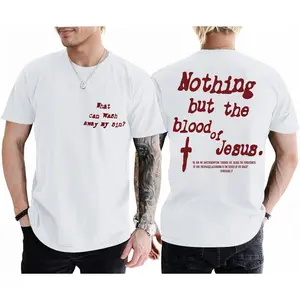 Men's Grunge Christian Cross Graphic T-Shirt in Heavyweight 100% Cotton, Relaxed Baggy Fit Short Sleeve Streetwear Top, Relaxed Fit