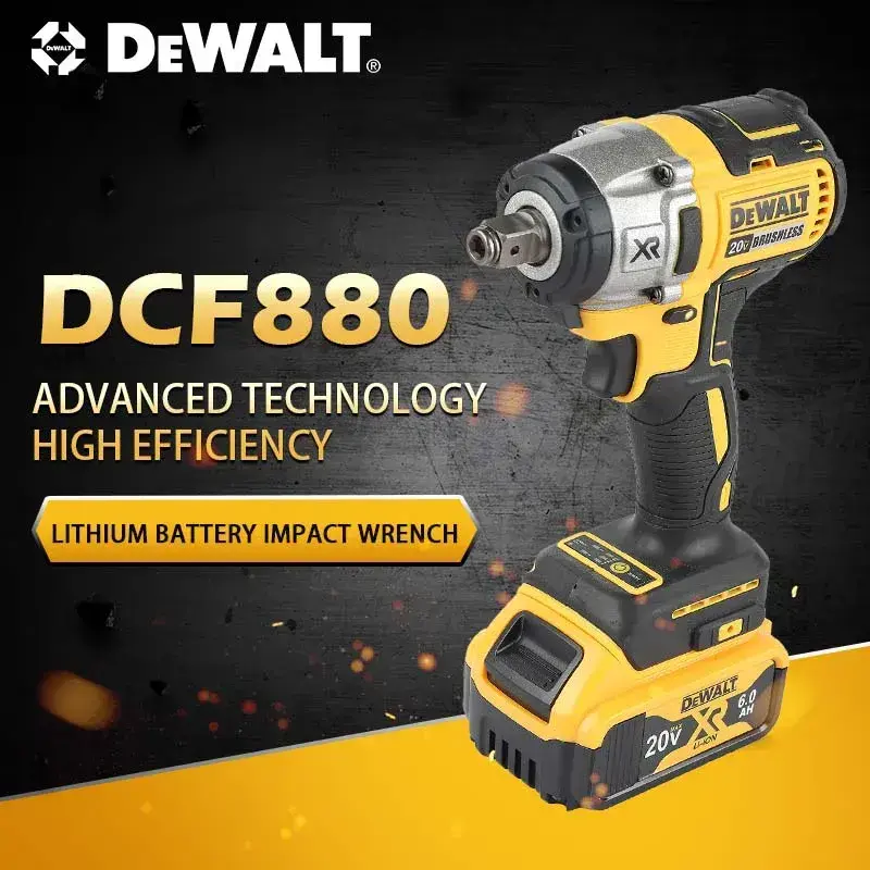 Dewalt DCF880 Brushless Cordless 20V Lithium Battery Electric Wrench, 205N.m Torque, 3250RPM, Portable Car Tools for Tire Repair (Tools & Hardware), High Torque Tool, Wireless Power Tools
