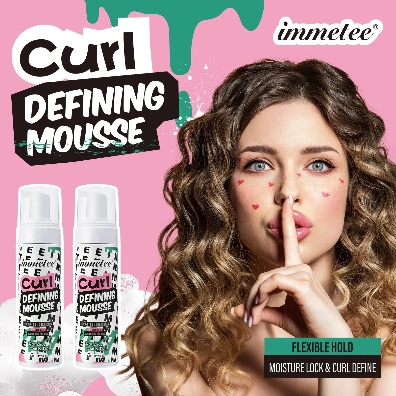 Curl Defining Hair Mousse for Curly Hair, Volumizing Foam for Women & Men, Foaming Texture for Curls & Wavy Hair, Alcohol-Free, Defining & Enhancing