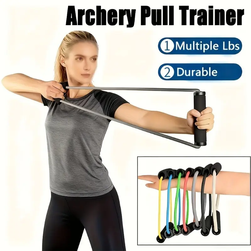 Bow and Arrow Style Elastic Pull Rope Set - Compact Exercise Equipment, Home Gym Kit with Non-Slip Grip for Adults, Strength Training Work Out Band, Home Exercise Gear for Yoga, Work Out Bands For Exercise, Strength Training Band