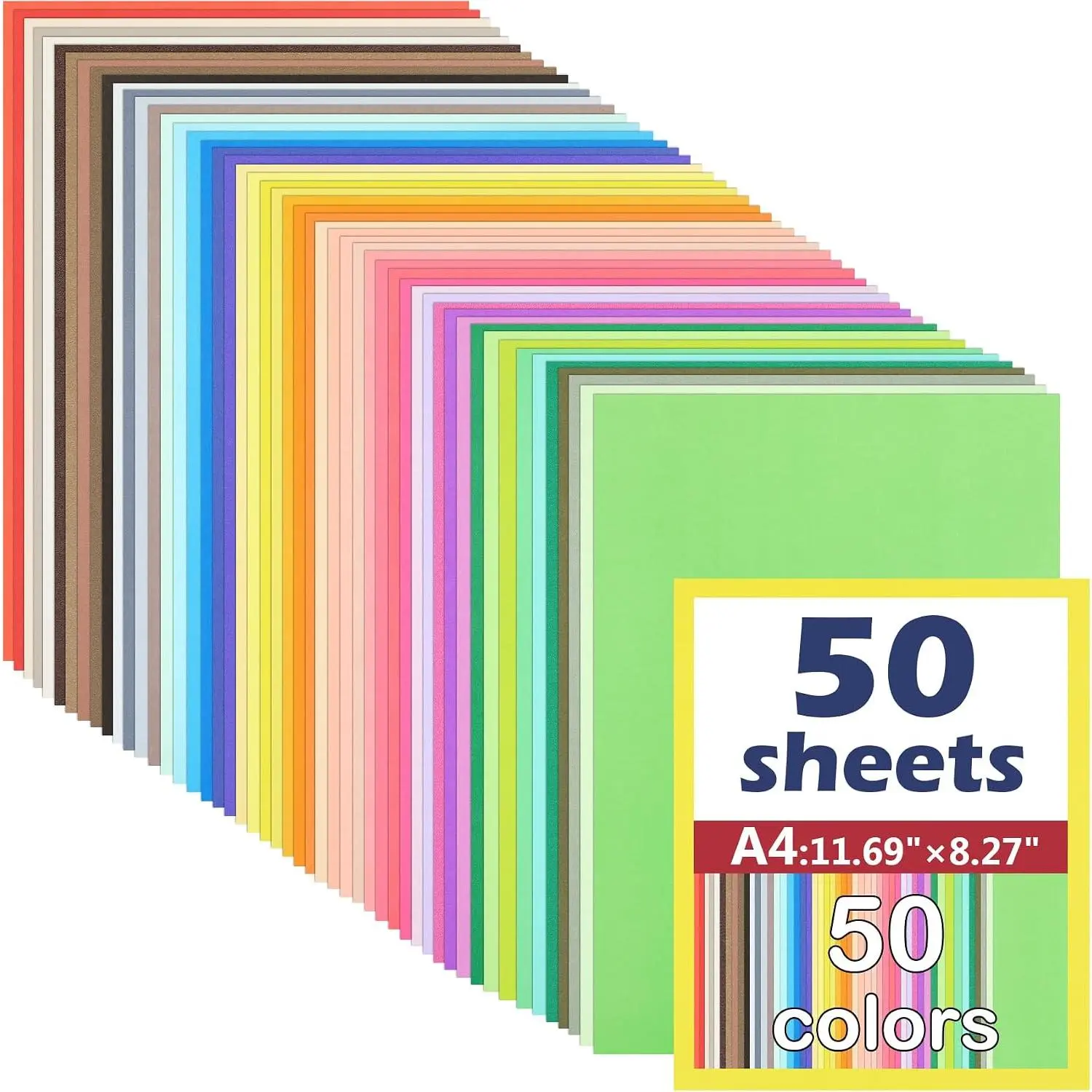 50 Sheets Colored Cardstock  Colors Construction Paper 180gsm/65lb Card Stock for Printing, Card Making, DIY Craft Supplies (50 Colors, 8.5×11")