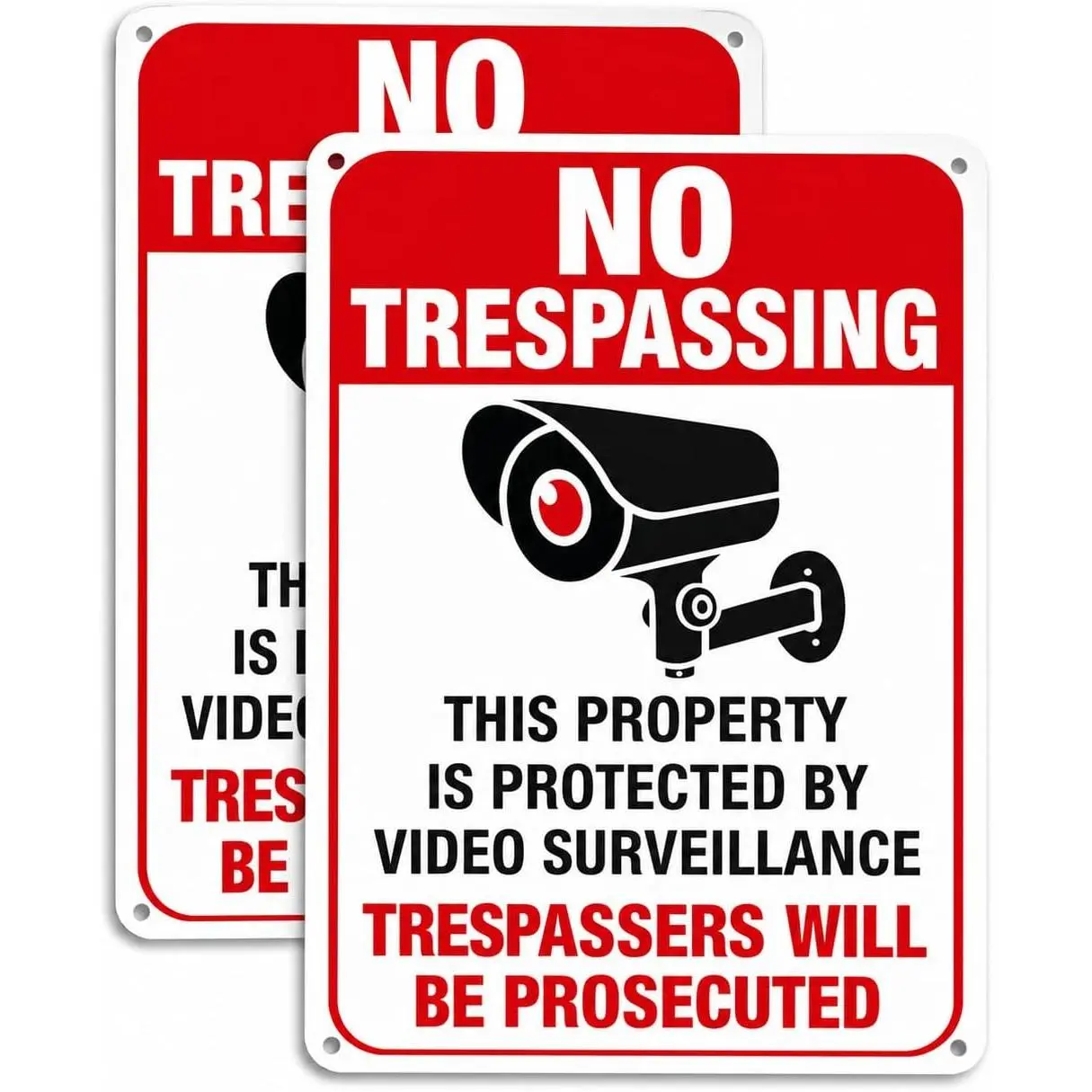 No Trespassing Video  Sign Outdoor 10x7 Inch  2 Pack | UV Printed Rust-Free ; Weatherproof For , Businesses, Gate, Fence, Yard, Driveway, And Entry Area