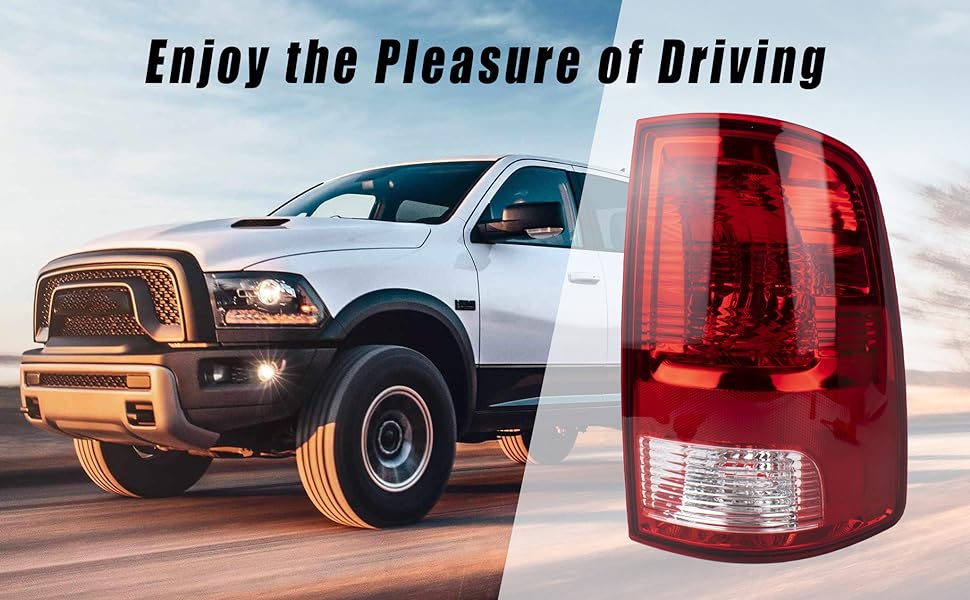Compatible With 2009-2018 Dodge Ram 1500 2500 3500 Pickup Driver and Passenger Side Tail Light - Bulb Included