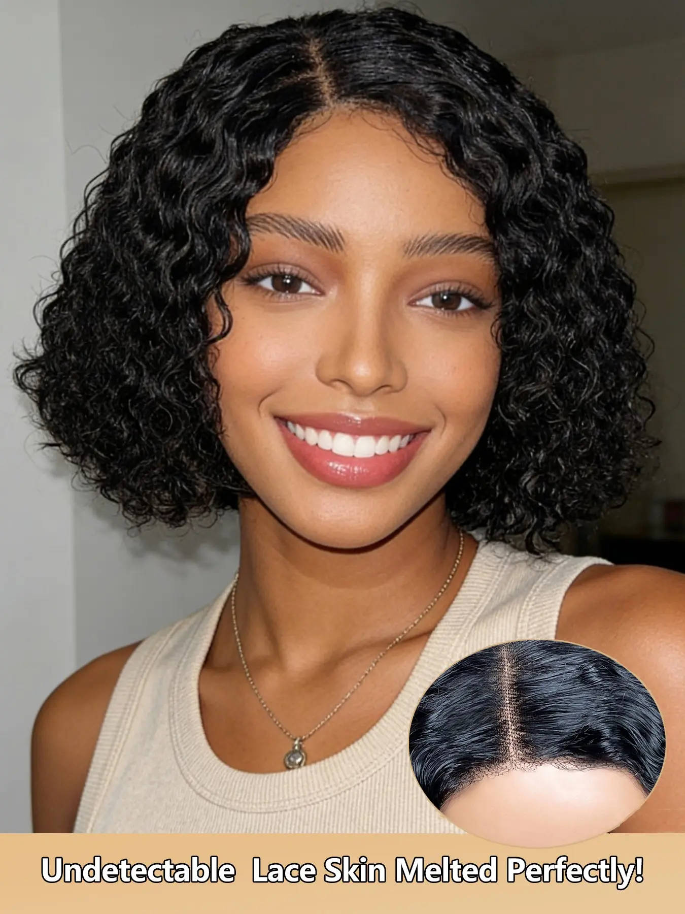Human Hair Pixie Curly Wig for Women, 8 Inch Precision Short Cut with 4x4 Lace Closure, Elegant Side Part, Springy Curl Texture, Easy Shape Retention, Adjustable Wig Cap for Women Effortless Styling