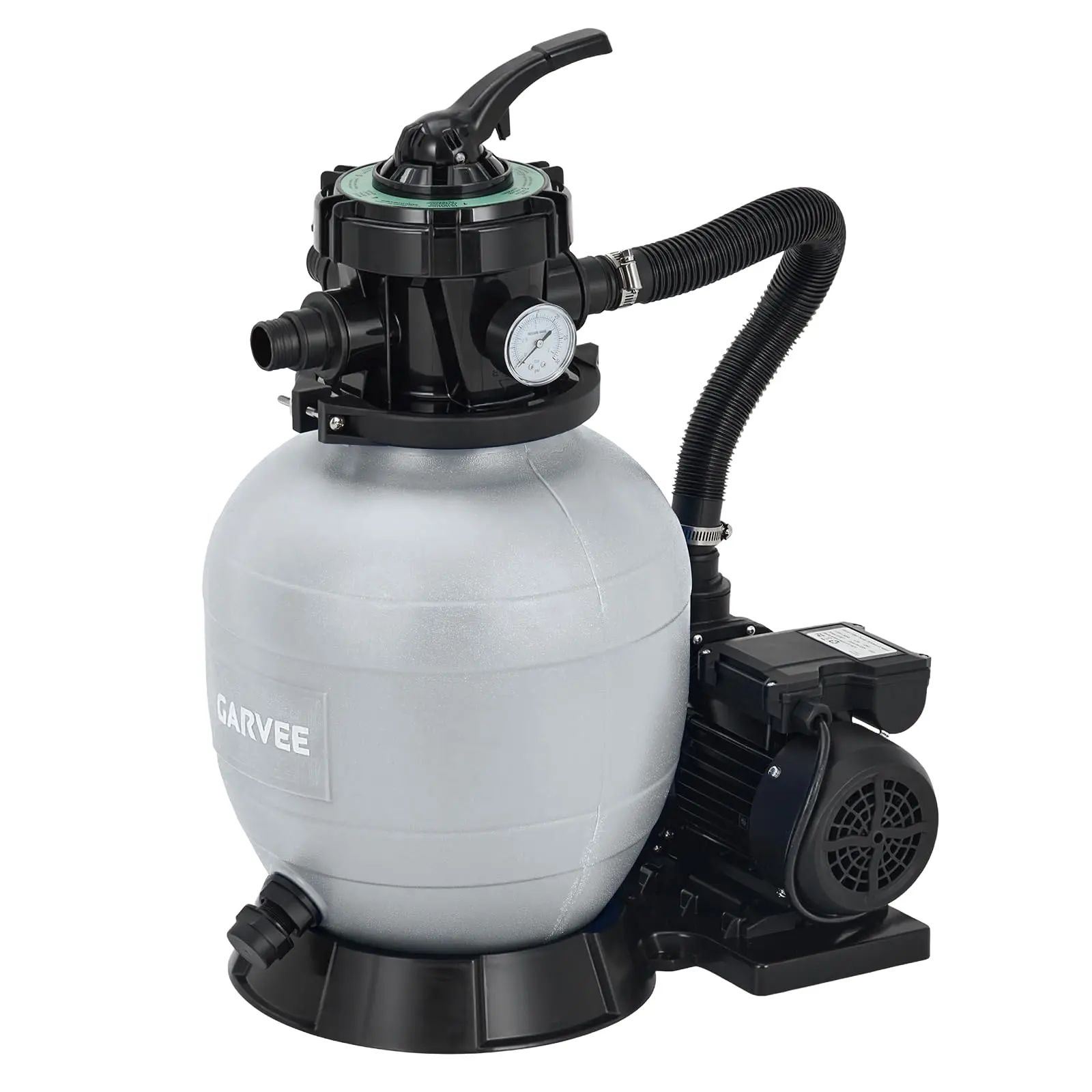 GARVEE 16" Sand Filter Pump for Above Ground Pool with Timer, 1HP 3962GPH Swimming Pool Pump & Sand Filter System with 7-Way Valve & Strainer Basket, Pool Pumps Above Ground, Grey