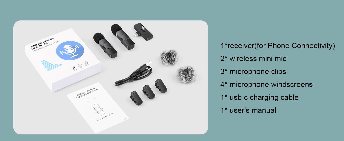 SQ-KBK002 Professional Wireless Mini Microphone for iPhone, iPad, Android Phone - Bluetooth Lavalier Lapel Mic for Video Recording - Clip on USB C Microphones for YouTube Tiktok Podcast Vlogging SQ-KBK002 Professional Wireless Mini Microphone for iPhone, iPad, Android Phone - Bluetooth Lavalier Lapel Mic for Video Recording - Clip on USB C Microphones for YouTube Tiktok Podcast Vlogging