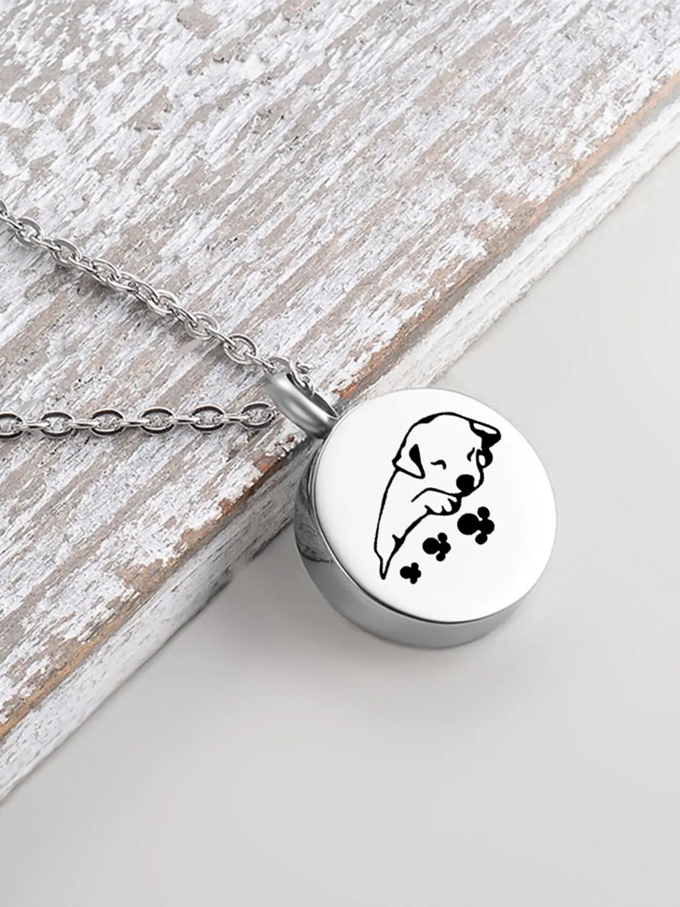 1Pcs Sleeping Dog Cremation Jewelry for Ashes Pendant Locket Stainless Steel Keepsake Memorial Pet Urn Necklaces for Ashes