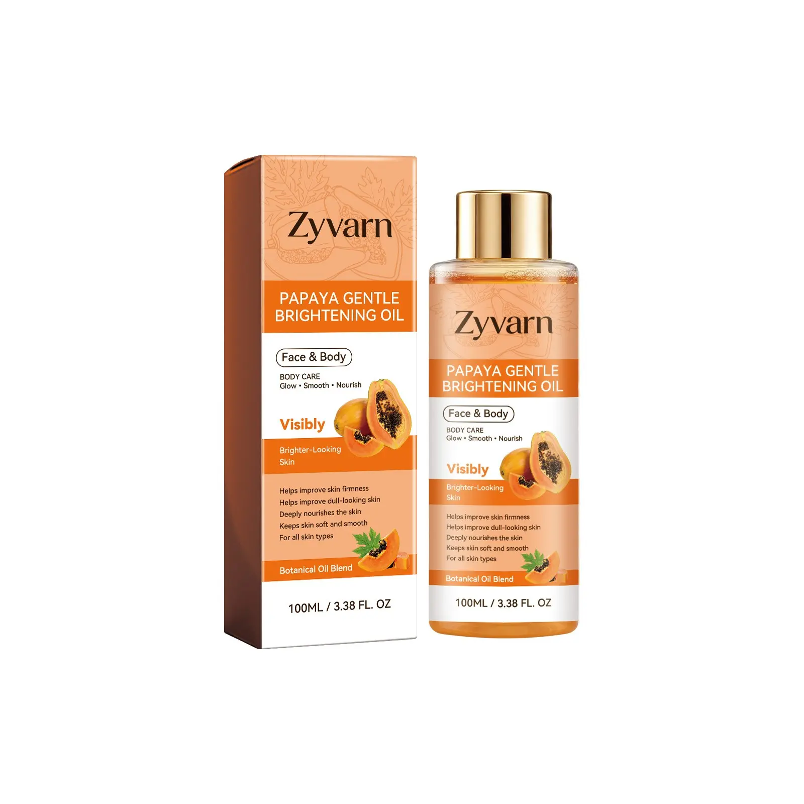 Papaya Gentle Brightening Radiant Serum Oil, Hydrating and Nourishing Skin, Smooth and Fine Texture, Refreshing and Non-Greasy Care