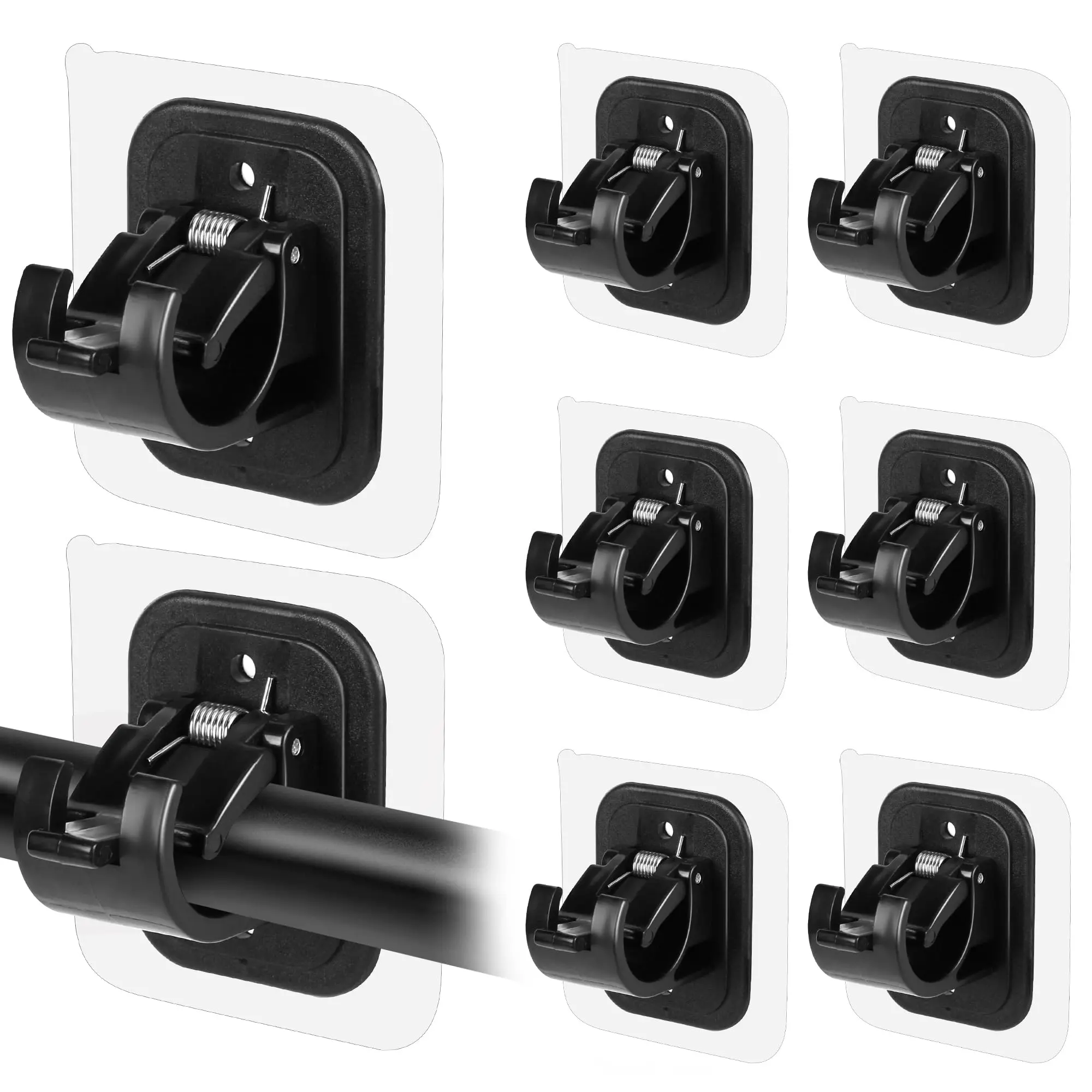 8PCS No Drill Curtain Rod Brackets No Drilling Self Adhesive Curtain Rod Holder Hooks Nail Free Adjustable Curtain Rod Hooks Curtain Hangers for Bathroom Kitchen Home Bathroom and Hotel
