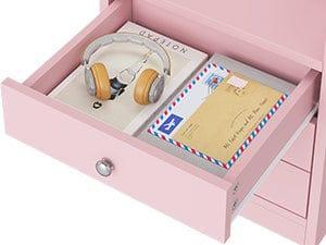 Sikaic Nightstand with 3 Drawers Charging Station Pink Bedside Cabinet Makeup Dressing Desk Bedroom Table Modern Accent Tables