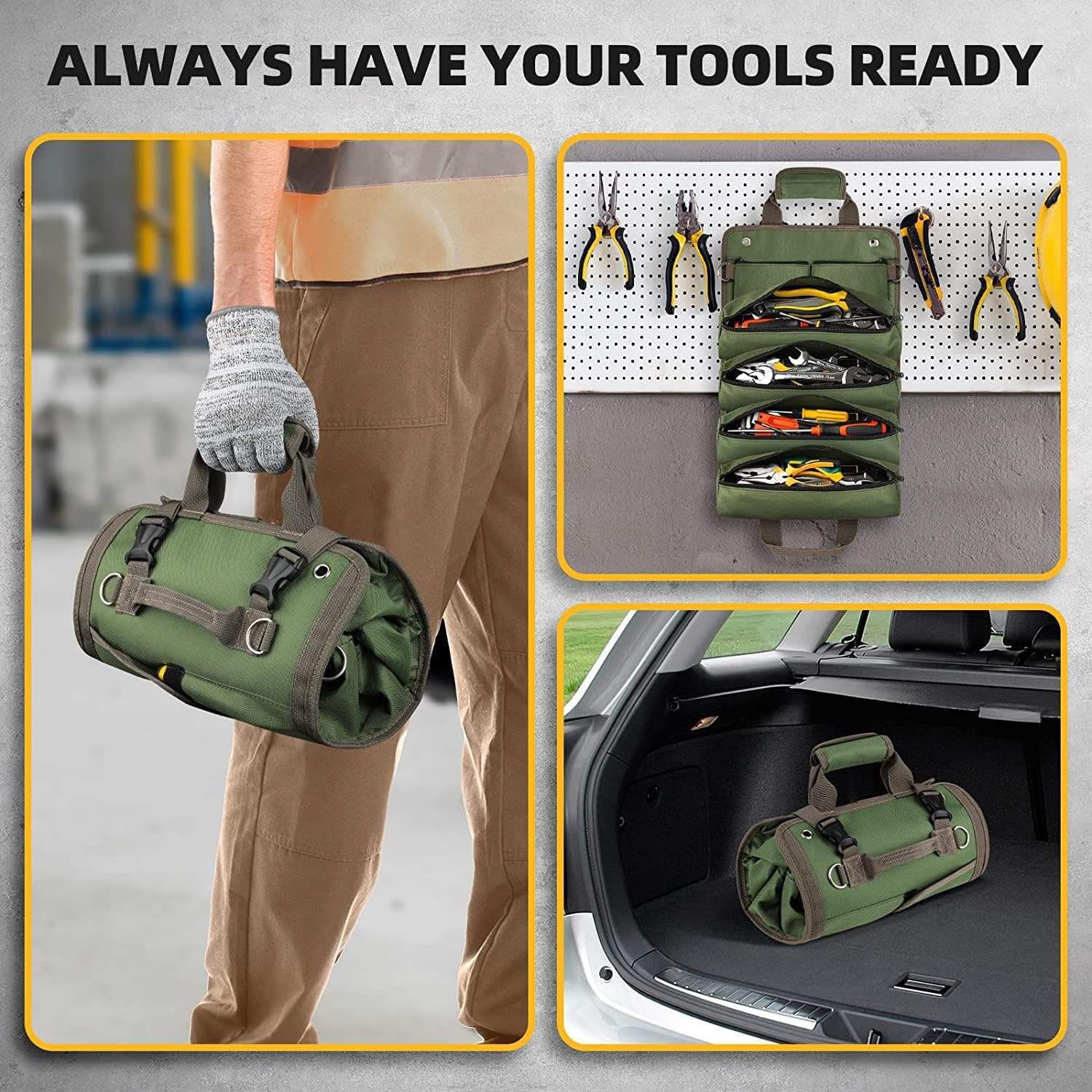 Multifunctional Hardware Installation Tool Roll Bag, Thickened Portable Handheld Durable Roll Bag, Essential Workshop Accessory, Convenient Tool Pockets