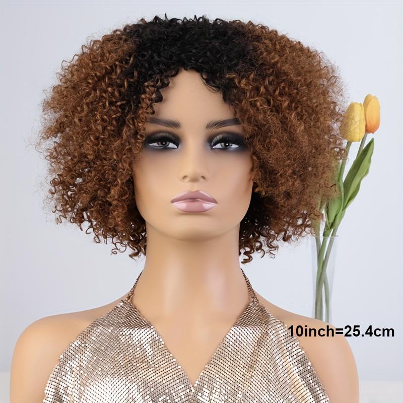 Fashion Brazilian Remy 180% Jerry Curly Short Pixie Bob Cut Human Hair Wigs - Highlight Kinky Curly Wigs For Women