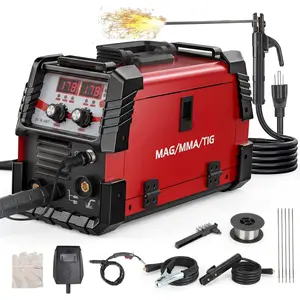 135A MIG Welder, 3-in-1 Weldeing Machine 110V Flux Core MIG/Lift Tig/Stick with  Digital Display, Portable IGBT Inverter Welder for Auto Repair, Metal Projects
