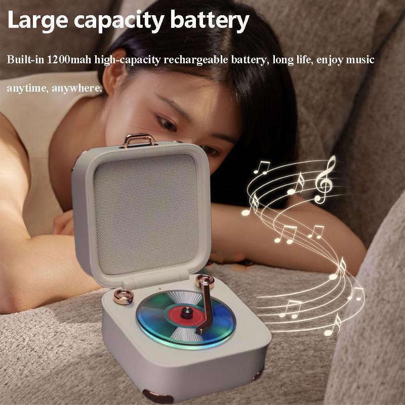 2026 New Mini Classic Vintage Bluetooth Speaker Retro Hifi Music Box Vinyl Record Player Design Soundbar Colorful Ambient Light with Mic 2026 New Mini Classic Vintage Bluetooth Speaker Retro Hifi Music Box Vinyl Record Player Design Soundbar Colorful Ambient Light with Mic