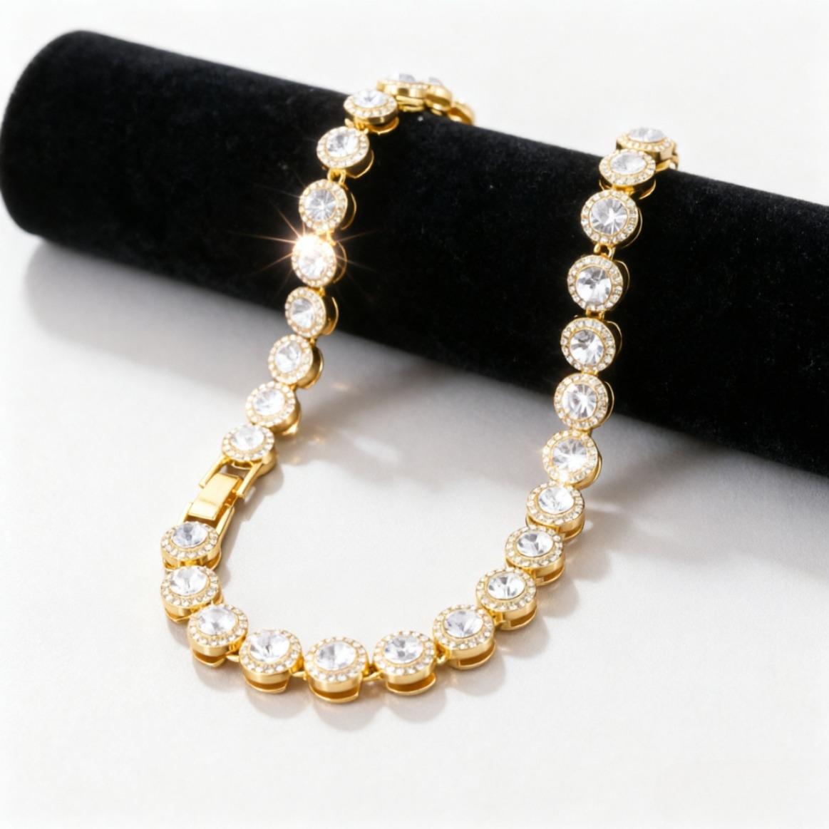 Hip Hop Trendy 12MM Width Round Moissanite Tennis Bracelet Necklace Set for Women/Men Fashion Hippie Necklace Jewelry, Iced Out Luxury Style Gift Popular Trend