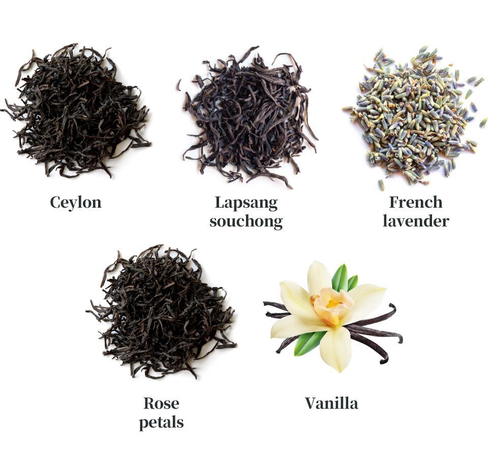 JuXingPu French Lavender Rose Petals Black Tea - 60g Blend of Lapsang Souchong & Ceylon Teas with Lavender Rose Petals & Vanilla - Hot & Cold Brewed Herbal Tea Bags