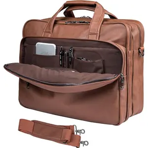 Leather Laptop Bag, Men's 15.6 Inche 17.3 Inche Messenger Briefcase Business Satchel Computer Handbag Shoulder Bag