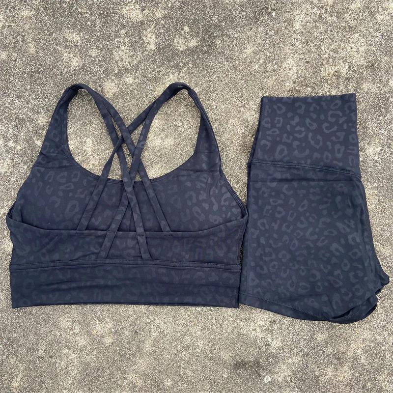 Yoga Clothes  2 Piece Gym Sports   Women Cross Back Bra Top   Fitness Suit Running Workout Tracksuit pickles and pins white set solid color two-piece leg sweatpants wear shorts Floral Tummy Control Tankini Swimsuit Boho Graphic Bandeau Vest cotton tank