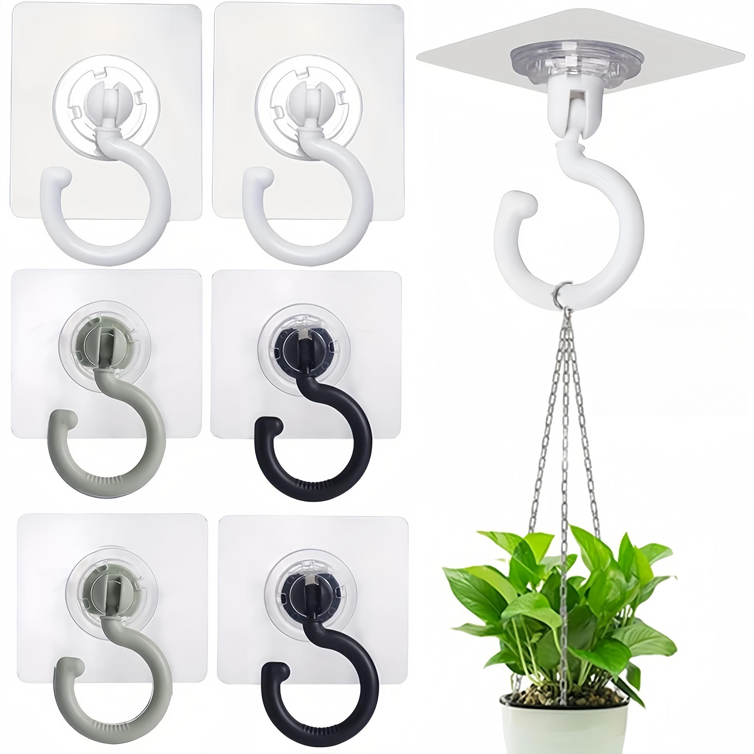 10 Pack Rotating Sticky Hooks for Wind Chimes Plants Ceiling Decor, Wall Mountable, No Drill Needed Strong Adhesive Hangers, Self Adhesive Hooks, Practical Home Decoration Accessories