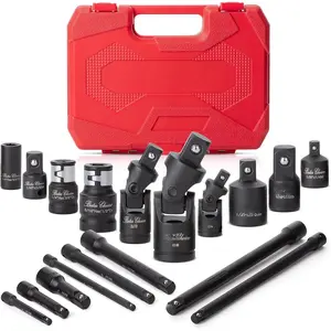 -  Socket Extension Set, 18 count,  Joints &  Couplers, Socket Adapter Set, Chrome Vanadium Steel