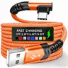 USB-A to USB-C 90° Right Angle Nylon Braided Charging Data Cable, Fast Charge Cable for iPhone 18 Pro/18 Pro Max、iPhone 17/16/15, Samsung, Huawei, Oppo, Oneplus