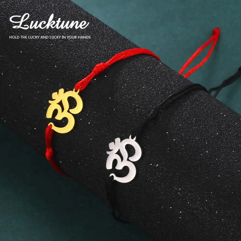 Lucktune OM Yoga Chakra Charms Bracelets Stainless Steel Buddhism Hindu Amulet Adjustable Bracelet for Women Men Jewelry Gift