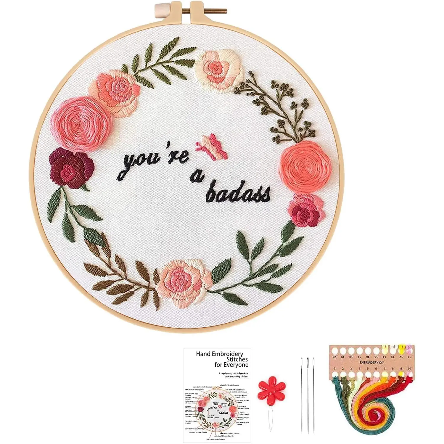 Funny Embroidery Kit for Beginners Adults, Stamped Embroidery    Kits Needlepoint with Hoop Threads  Tools