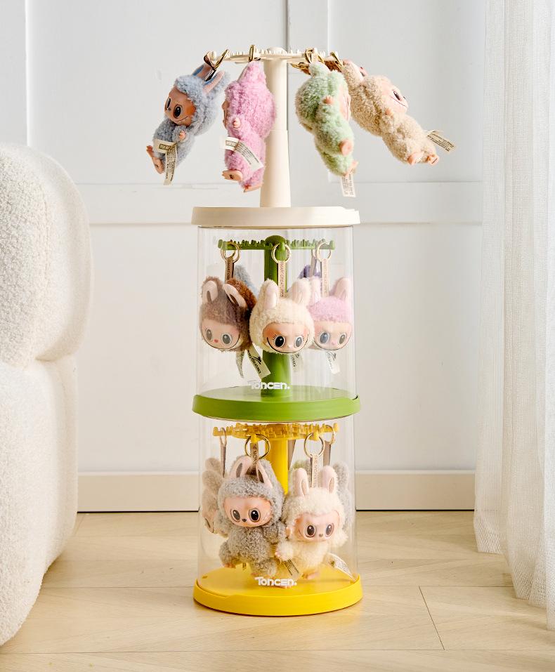 Rotating Blind Box Storage Display Rack - Dustproof Clear Cabinet for Pop Mart Labubu Figures & Collectible Models