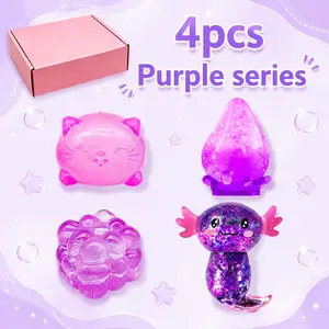 4-Piece Malt Sugar Stress Relief Fidget Toys, Creative Slow-Return Squeeze Toys, 4 Styles, Party Gifts, Relaxing and Fun Accessories