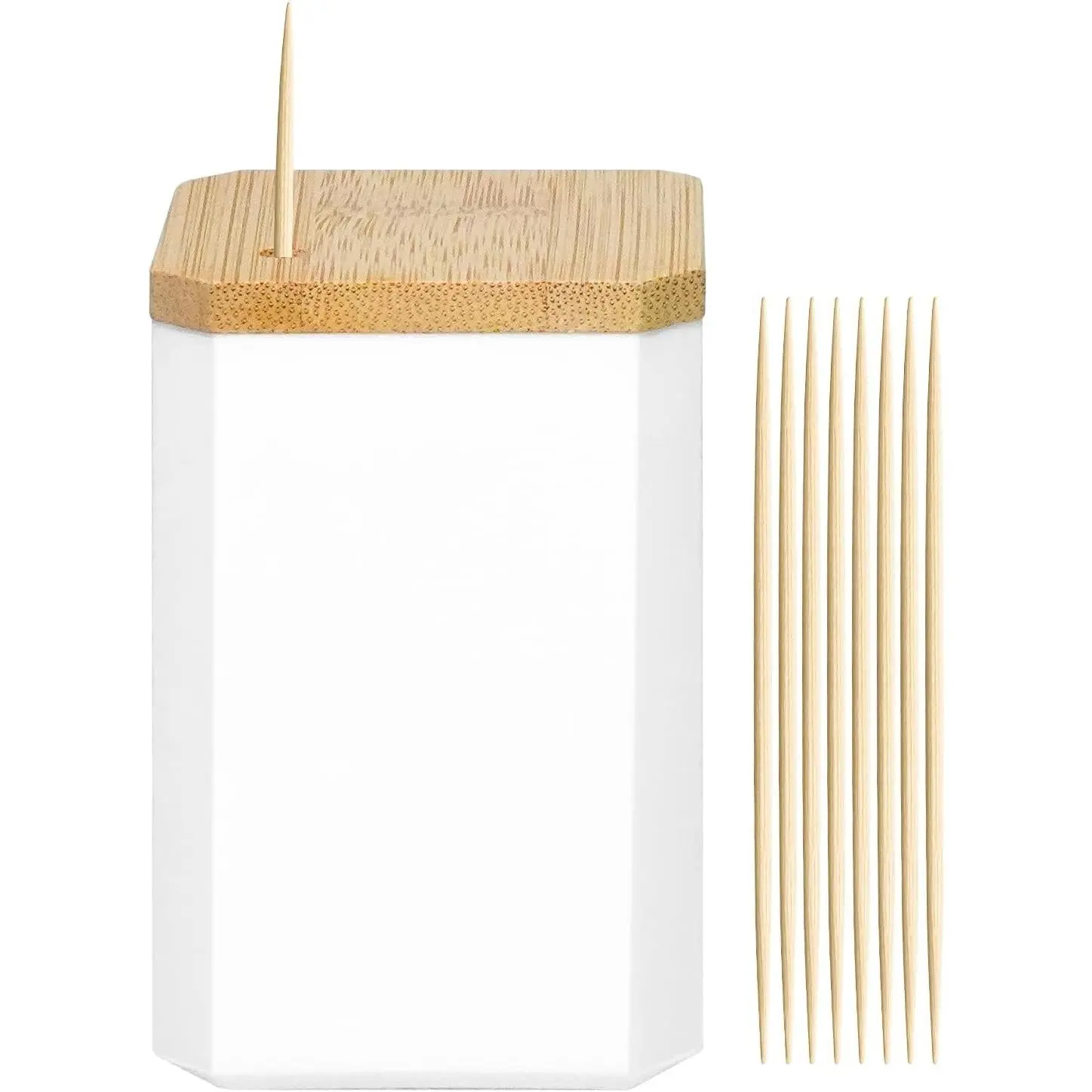 Toothpick Holders 1 Pack with 600 Picks,Round Toothpicks Double-Side Point for Teeth,Food Pick,Appetizers,Cocktails Fruits,Olive&DIY Craft.