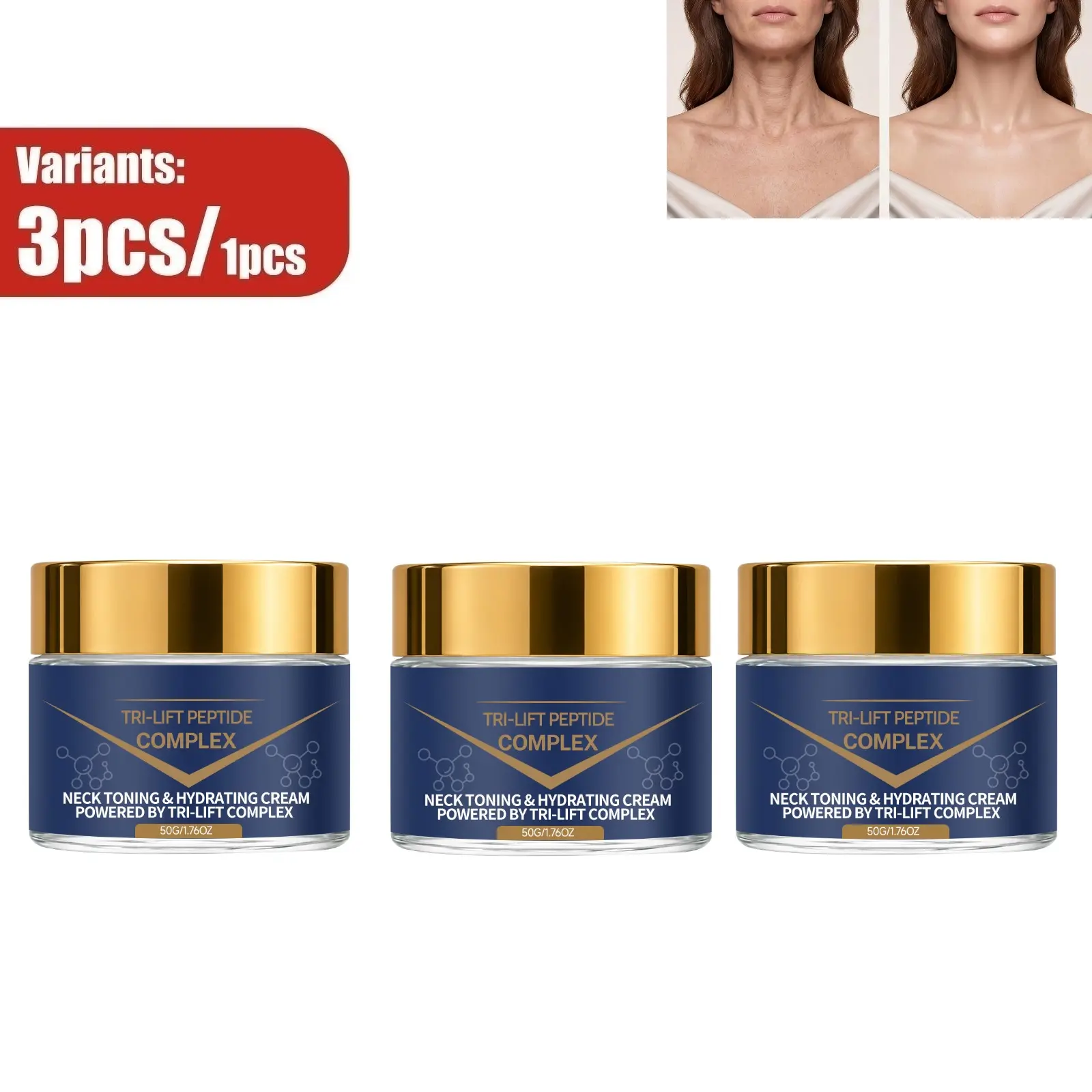 Neck Toning & Hydrating Cream Tri-Lift Peptide Complex 50g | Lifting & Firming, Deep Nourishing, Long-Lasting Moisturizing, Lightweight Texture, Glycerin & Tripeptide-1