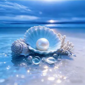 New Arrival DIY 5D Diamond Painting Kit, Seashells Sea Snails Pearl Theme, Full Drill Mosaic Craft, Home Wall Decor Gift