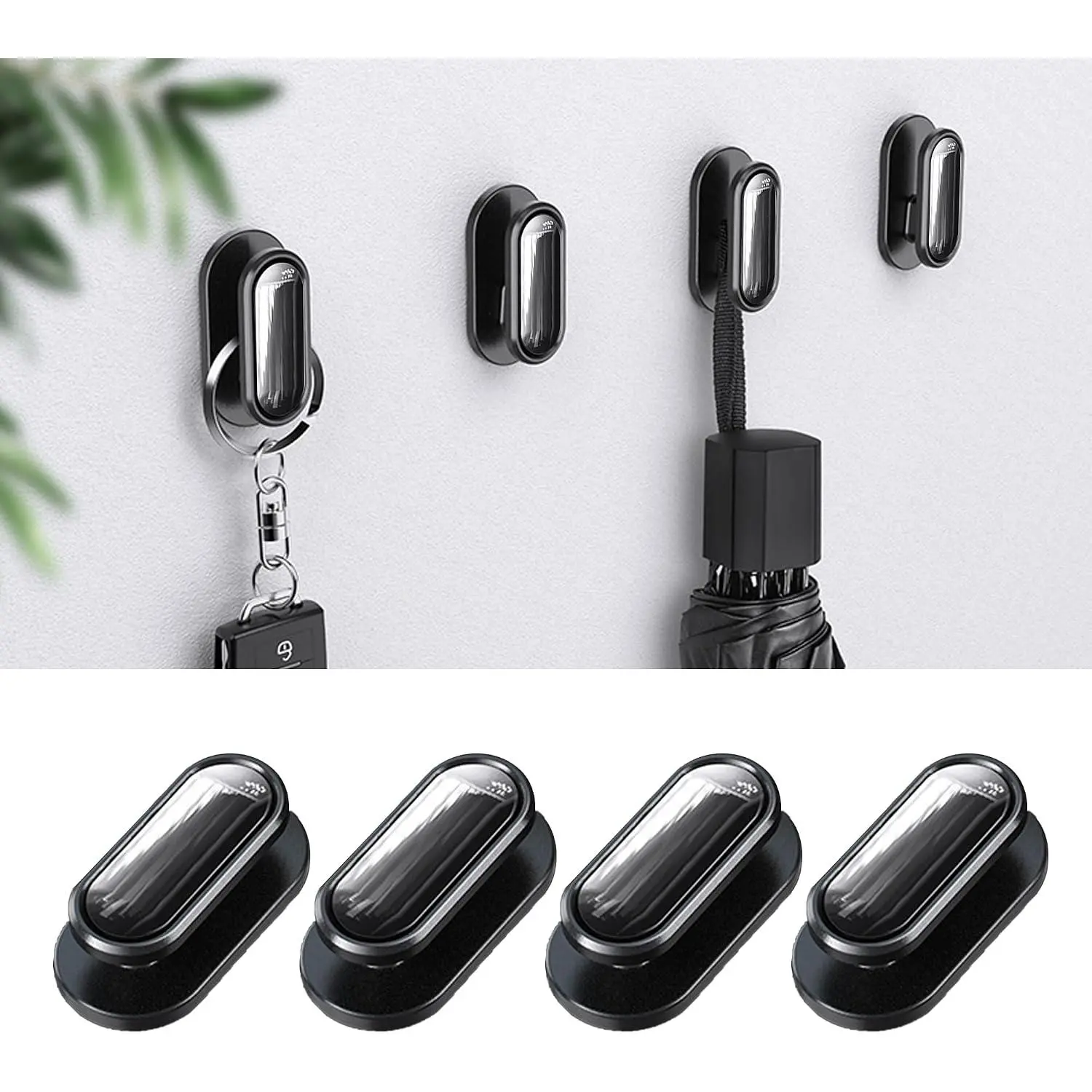 4-Count Glossy ABS Plastic Mini Hooks - Self-Adhesive Hangable Car Backseat Hangers, Organiser Hook Stickers for Keys/Earphones, Minimalist Decluttering Automotive Interior Accessory, Key Storage