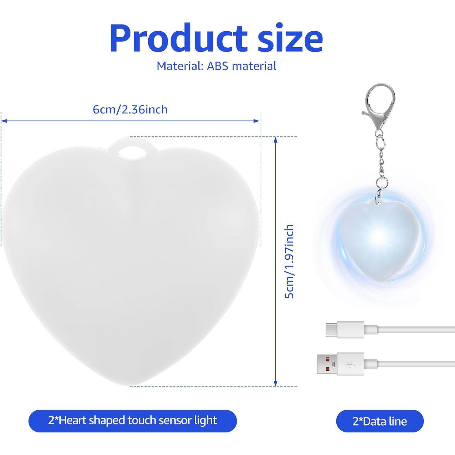 ❤ 2-piece wallet illuminated heart-shaped light, LED automatic sensor wallet light, mini touch activated handbag light, portable handbag night light, suitable for women and girls, perfect Valentine's Day gift ❤