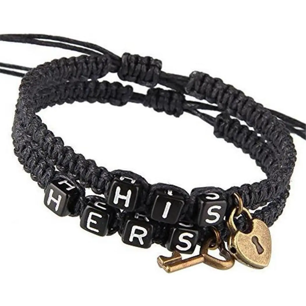 Couple Bracelets Key and Lock Braided Bracelet His and Hers Bracelets for Lover